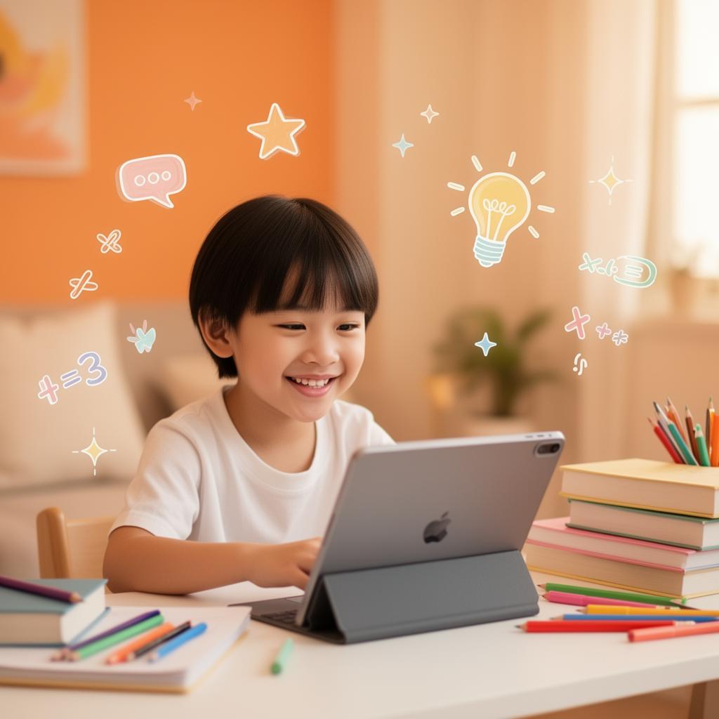 เด็กไทยกำลังเรียนผ่าน iPad กับครู Pin Tutor